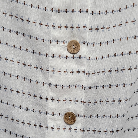 Cynthia Rowley Bumble Bee Print Linen Top Size XL - Picture 5 of 7